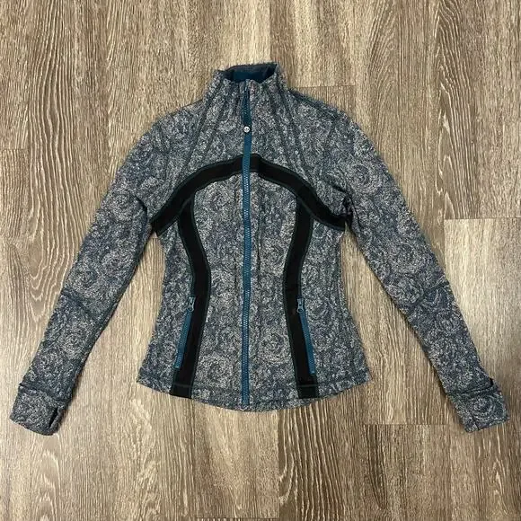 EUC Lululemon Define Jacket Brushed Rose Herringbone Alberta Lake Zip Black Teal